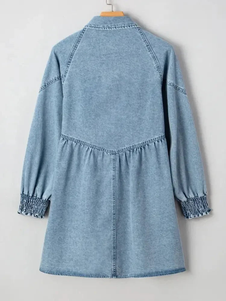 Button - Up Denim Shirt Dress with Smocked Cuffs - Update AvenueDenim Dresses & SkirtsTrendsi1001009019425361001009019425368557d58cd17941e5bbaab239316e4241 - Max - OriginMedium