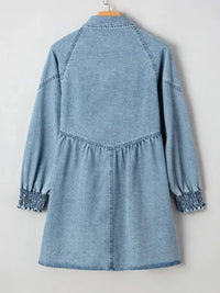 Button - Up Denim Shirt Dress with Smocked Cuffs - Update AvenueDenim Dresses & SkirtsTrendsi1001009019425361001009019425368557d58cd17941e5bbaab239316e4241 - Max - OriginMedium