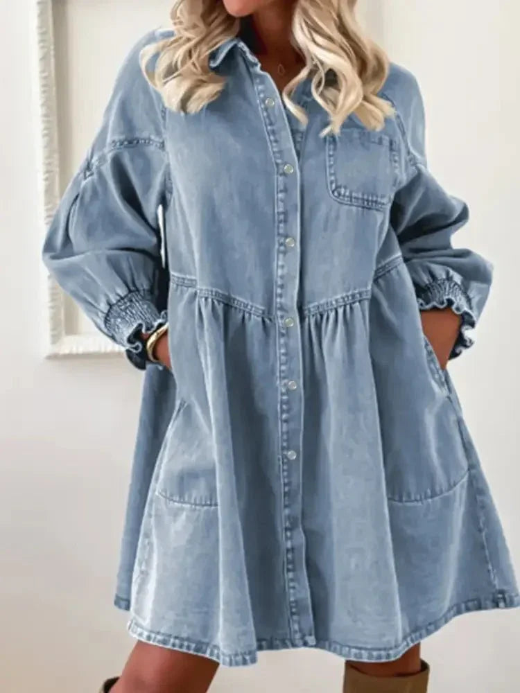 Button - Up Denim Shirt Dress with Smocked Cuffs - Update AvenueDenim Dresses & SkirtsTrendsi10010090194253610010090194253694f161b2553540c1ba78e677253c7150 - Max - OriginMedium