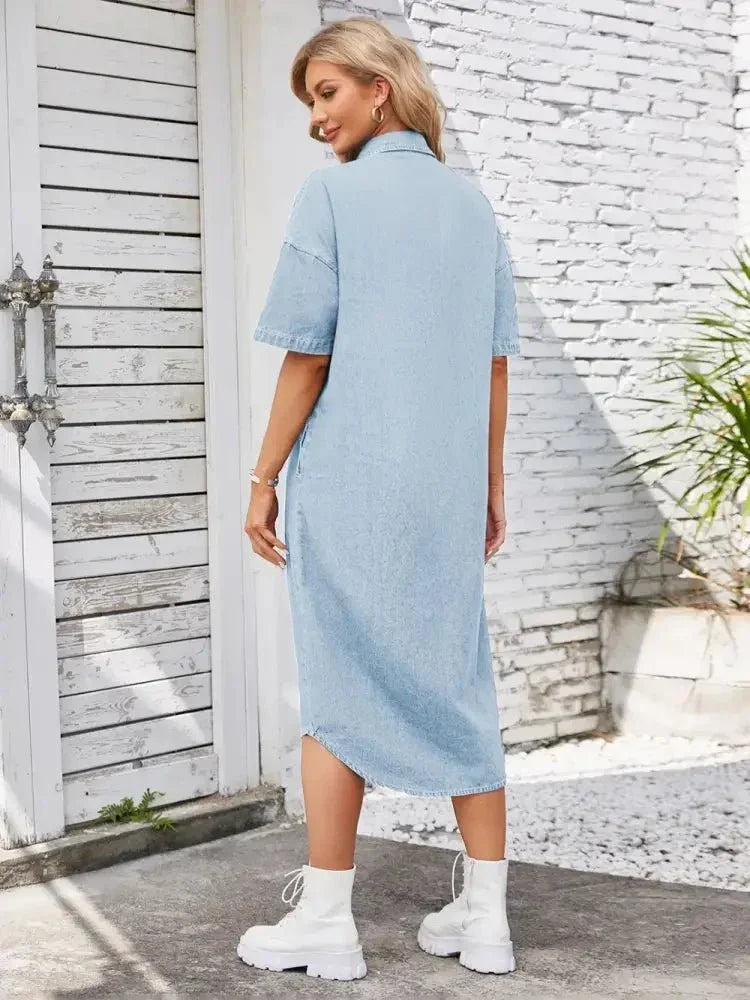 Button Up Dropped Shoulder Denim Dress - Update AvenueDenim Dresses & SkirtsTrendsi10010086756154210010086756154232698cc4 - 7a86 - 4c41 - af6e - ac752a31e4f7 - MaxLight Blue