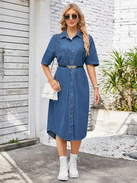 Button Up Dropped Shoulder Denim Dress - Update AvenueDenim Dresses & SkirtsTrendsi100100867565875100100867565875e78c814c - ce6e - 4ea0 - 8e61 - 935d5b400823 - MaxDusty Blue