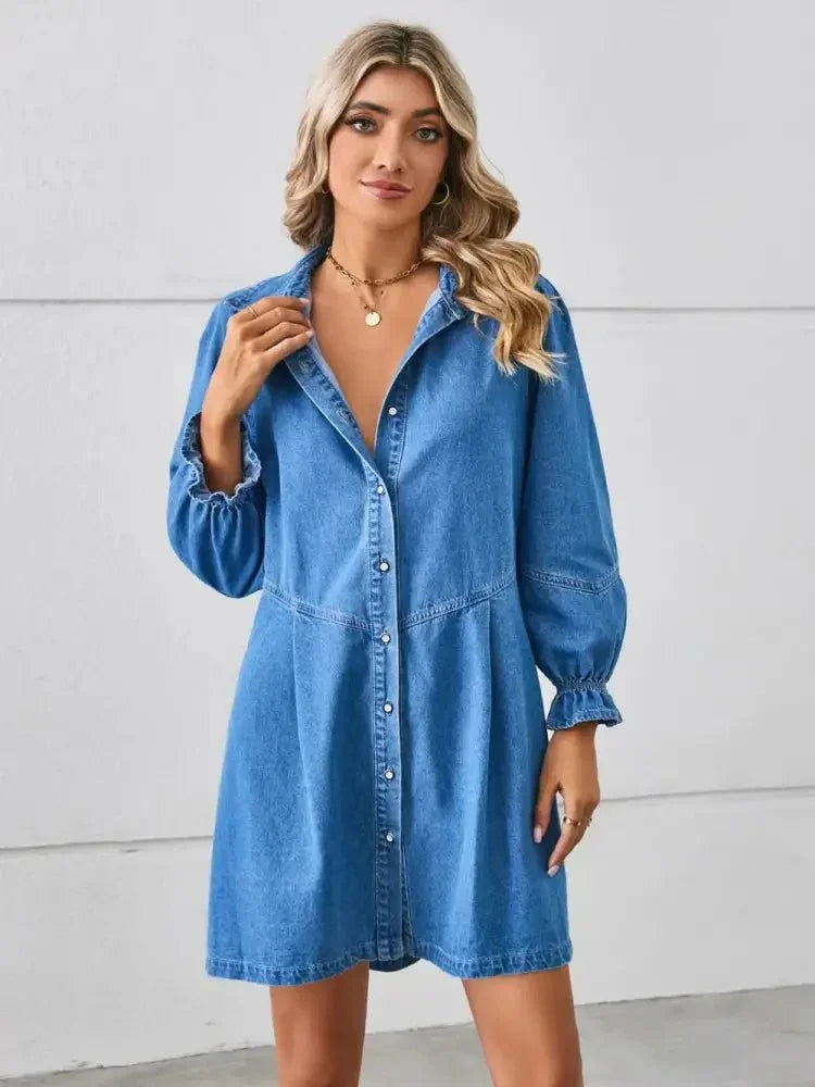 Button Up Flounce Sleeve Mini Denim Dress - Update AvenueDenim Dresses & SkirtsTrendsi10010061009559610010061009559624242e11 - fdbc - 4270 - bc48 - 652aab2f4f60 - MaxDusty Blue