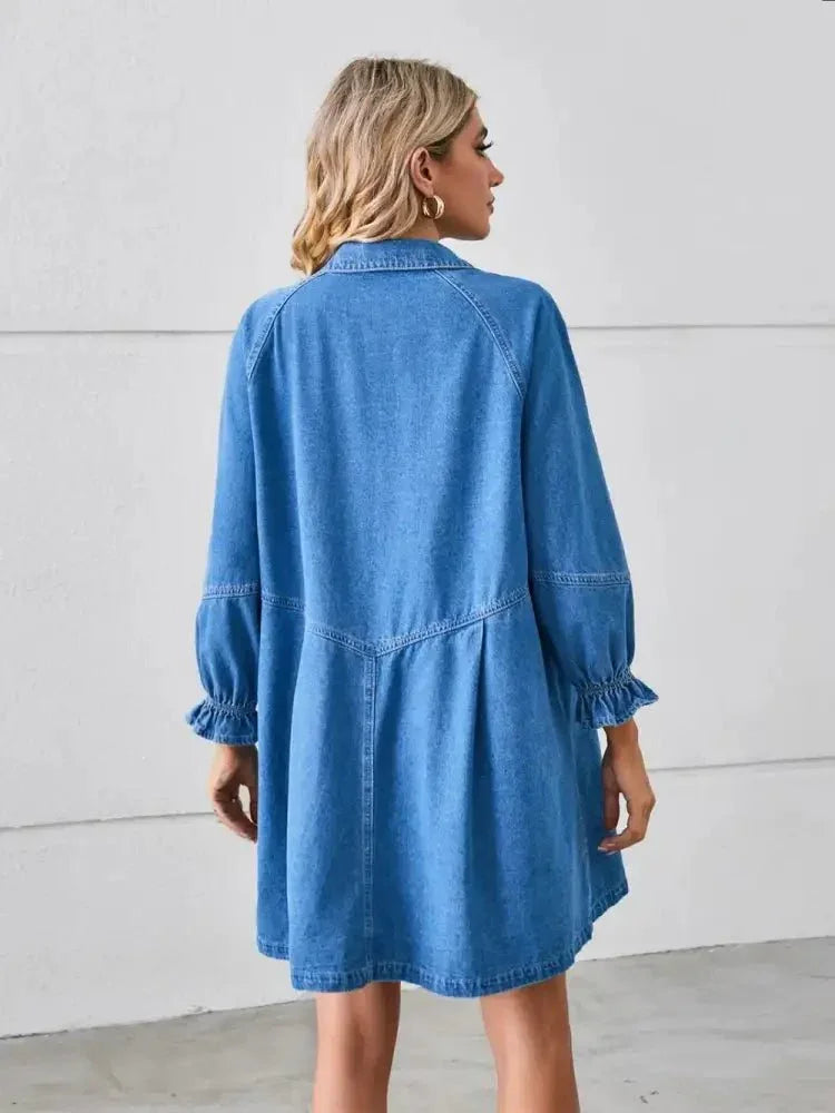 Button Up Flounce Sleeve Mini Denim Dress - Update AvenueDenim Dresses & SkirtsTrendsi10010061009559610010061009559623011d45 - a70f - 41c2 - bbd2 - 5af0b7f65e6d - MaxDusty Blue