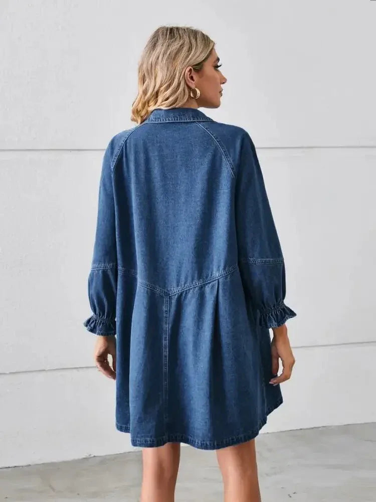 Button Up Flounce Sleeve Mini Denim Dress - Update AvenueDenim Dresses & SkirtsTrendsi1001006100990181001006100990180722ef19 - f377 - 4032 - b2e4 - 69c7cfc6eaab - MaxDark Blue