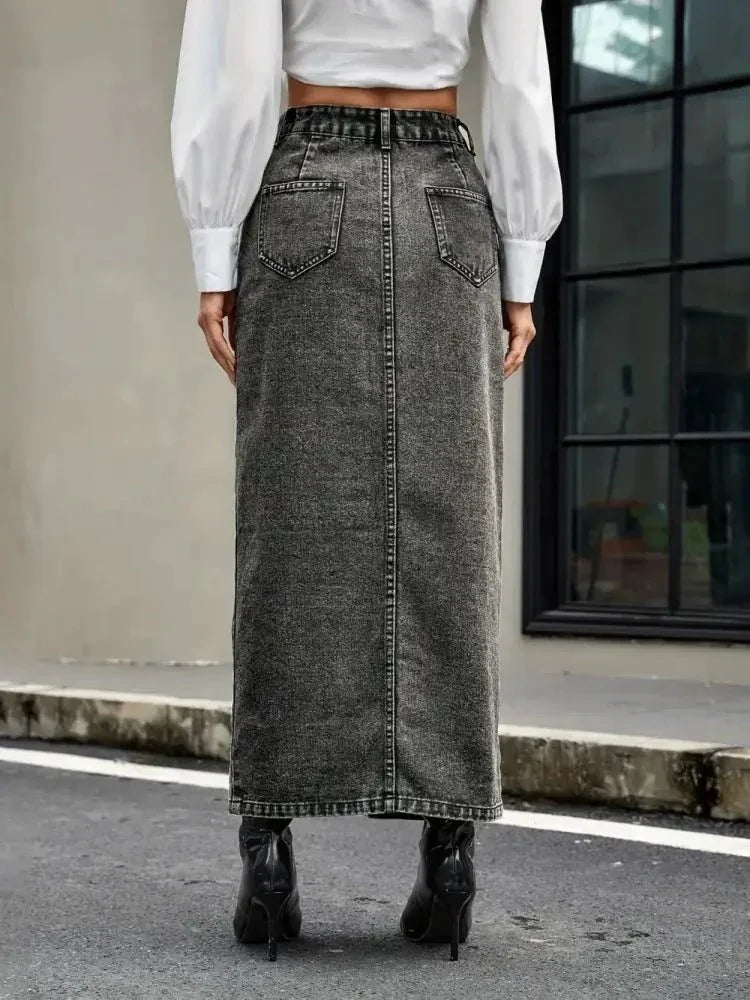 Button Up High Rise Denim Skirt - Update AvenueDenim Dresses & SkirtsTrendsi100100590531893100100590531893933cc63d - 3fdb - 4a3e - a094 - ff3af75dd7f6 - MaxDark Gray