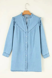 Button Up Notched Long Sleeve Denim Dress - Update AvenueDenim Dresses & SkirtsTrendsi100100586471214100100586471214971f9d7d - dffd - 41d9 - 9e03 - 392eae93d26c - MaxLight Blue