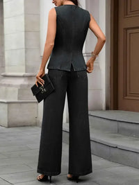 Button Up Tank and Pants Denim Set