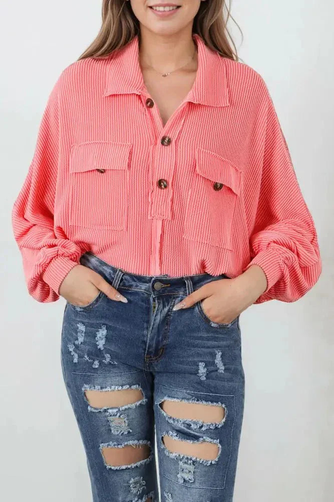 Buttoned Collared Neck Long Sleeve Top - Update AvenueTrendsi100101590511460100101590511460626b4951b22843bd93929a003184c2e5 - MaxCoral