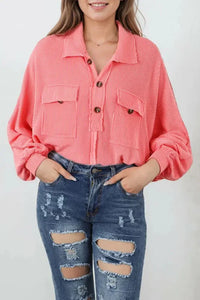 Buttoned Collared Neck Long Sleeve Top - Update AvenueTrendsi100101590511460100101590511460626b4951b22843bd93929a003184c2e5 - MaxCoral