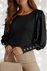 Buttoned Cuffs Shiny Puff Sleeves Top - Update AvenueTrendsi100101493795245100101493795245a8fa81335e63465b9aac39c6bcf840ac - MaxBeige