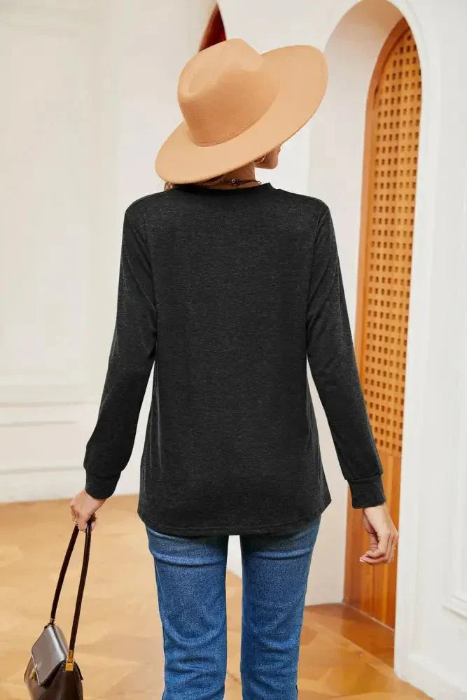 Buttoned Notched Neck Long Sleeve Top - Update AvenueTrendsi100101202116048100101202116048ab606d98759540da8a7427d4625f0d85 - MaxBlack