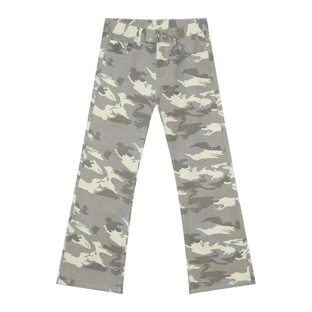 Camouflage Bootcut Jeans with Pockets - Update AvenueTrendsi100400017824041100400017824041Camouflage Bootcut Jeans with PocketsArmy Green