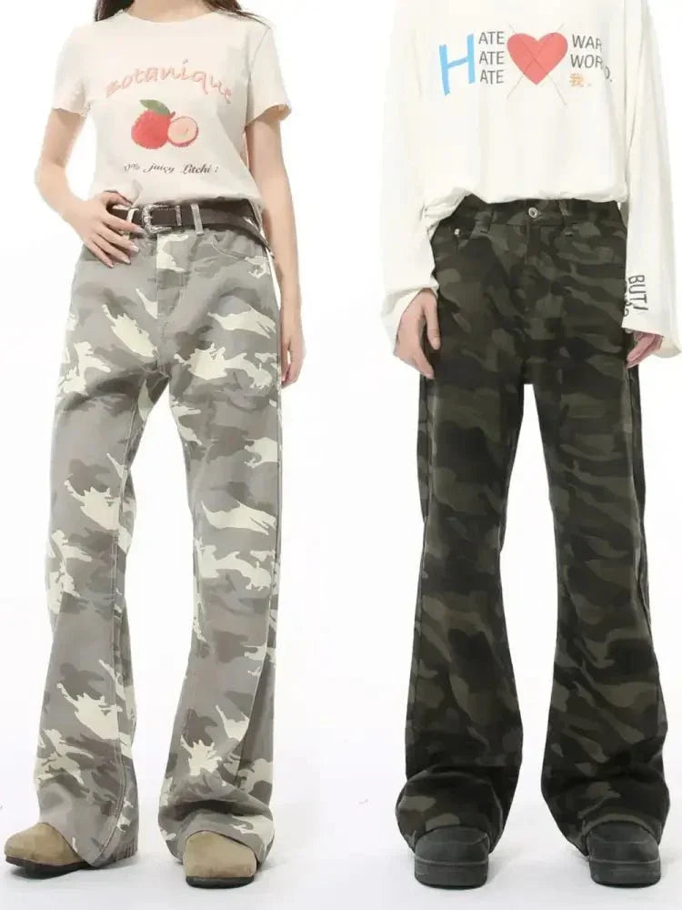 Camouflage Bootcut Jeans with Pockets - Update AvenueTrendsi100400017824773100400017824773Camouflage Bootcut Jeans with PocketsGray