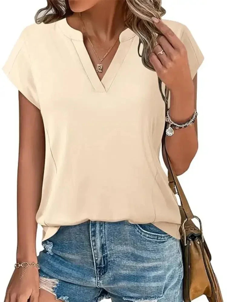 Casual Notched Short Sleeve Summer Blouse - Update AvenueT-ShirtsTrendsi10010019594134210010019594134294a97df1 - 0f36 - 4f8a - a67c - af7be08d9ab4 - Max - OriginApricot