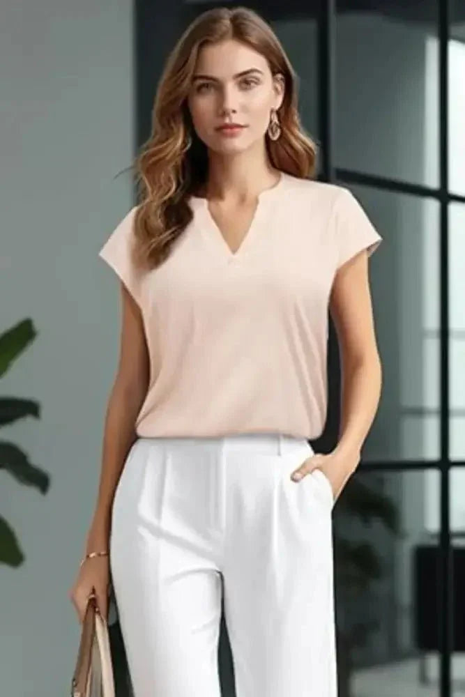 Casual Notched Short Sleeve Summer Blouse - Update AvenueT-ShirtsTrendsi10010019594134210010019594134223aed5d0 - 2b1b - 4c11 - 84ab - cd4304b7f3e3 - Max - OriginApricot