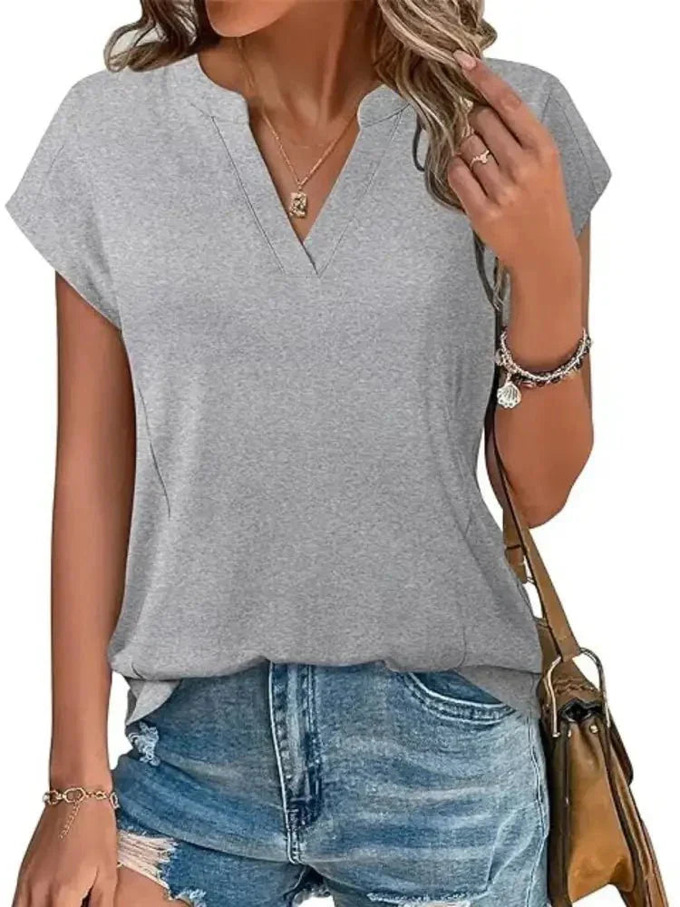 Casual Notched Short Sleeve Summer Blouse - Update AvenueT-ShirtsTrendsi1001001959414041001001959414046ec8c93b - 7fbf - 4224 - 86f6 - aafa12cc3454 - Max - OriginLight Gray