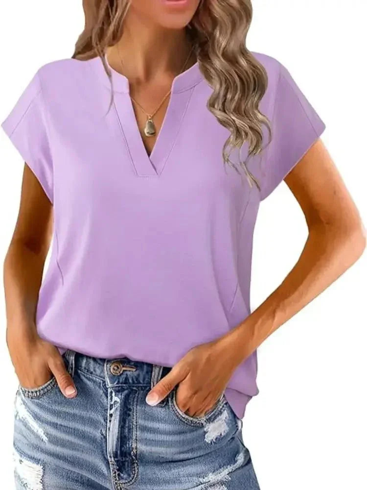 Casual Notched Short Sleeve Summer Blouse - Update AvenueT-ShirtsTrendsi100100195948407100100195948407b9162e51 - a9a1 - 4db1 - 91ec - 60e6dc18f121 - Max - OriginViolet