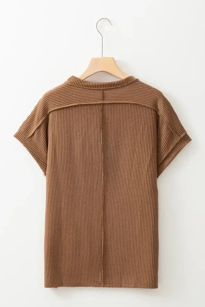 Casual Ribbed Short Sleeve Round Neck T-Shirt - Update AvenueT-ShirtsTrendsi1001009029811051001009029811054a5f8a76 - b9dd - 40ac - b5aa - 4920cba214c5 - Max - OriginTaupe