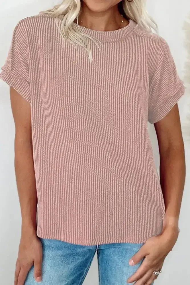 Casual Ribbed Short Sleeve Round Neck T-Shirt - Update AvenueT-ShirtsTrendsi100100902981660100100902981660573c9bc1 - 03e4 - 456c - 9d18 - 5eaeb19b3e80 - Max - OriginDusty Pink