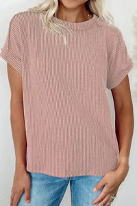 Casual Ribbed Short Sleeve Round Neck T-Shirt - Update AvenueT-ShirtsTrendsi100100902981660100100902981660573c9bc1 - 03e4 - 456c - 9d18 - 5eaeb19b3e80 - Max - OriginDusty Pink