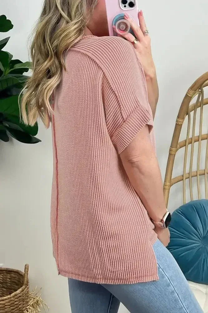 Casual Ribbed Short Sleeve Round Neck T-Shirt - Update AvenueT-ShirtsTrendsi100100902981660100100902981660a6a6c359 - b2cd - 41f6 - 97ae - 77a7bfeca502 - Max - OriginDusty Pink
