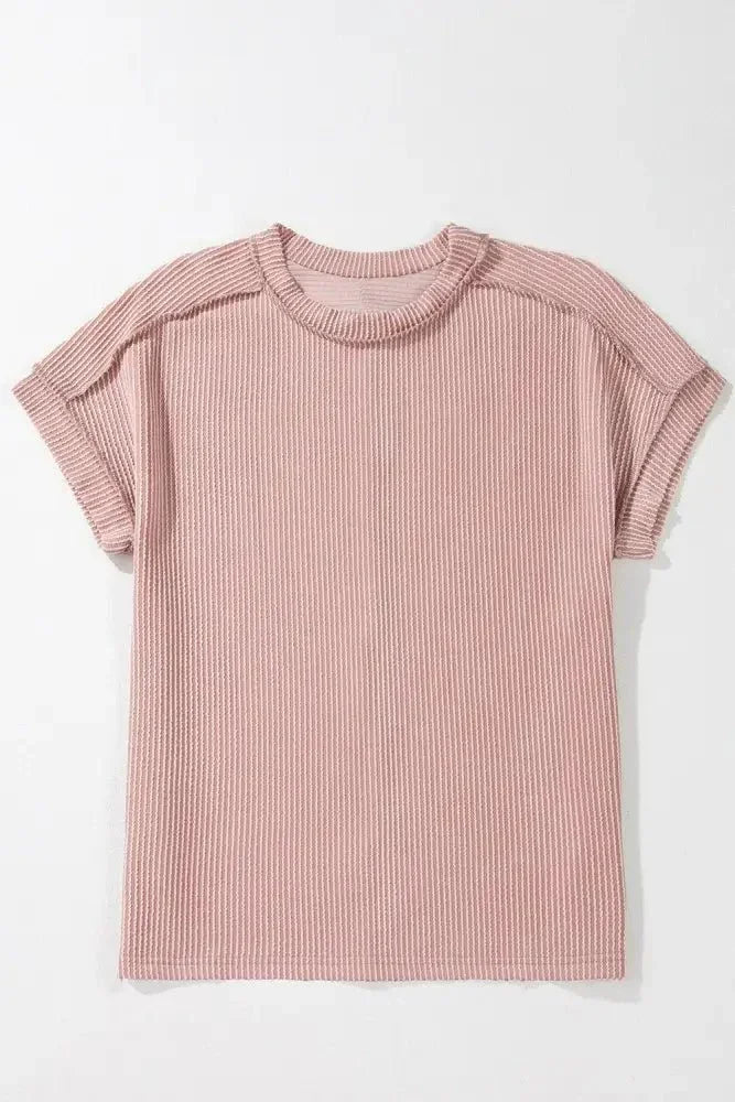Casual Ribbed Short Sleeve Round Neck T-Shirt - Update AvenueT-ShirtsTrendsi100100902981660100100902981660a674809e - d728 - 4d80 - a8bd - 47f79c2d22ee - Max - OriginDusty Pink