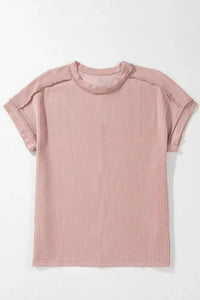 Casual Ribbed Short Sleeve Round Neck T-Shirt - Update AvenueT-ShirtsTrendsi100100902981660100100902981660a674809e - d728 - 4d80 - a8bd - 47f79c2d22ee - Max - OriginDusty Pink