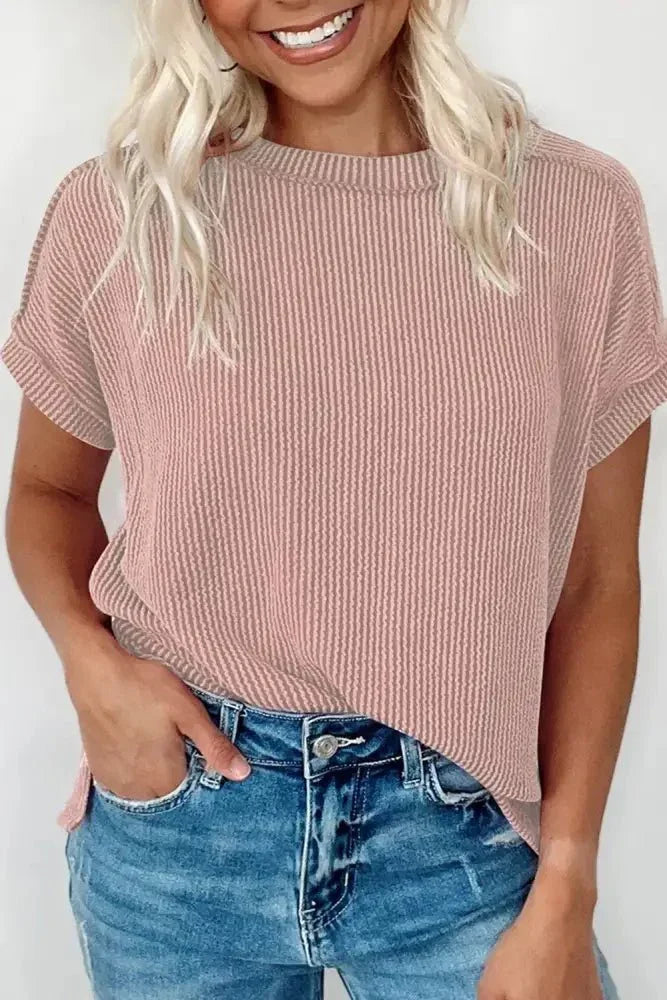 Casual Ribbed Short Sleeve Round Neck T-Shirt - Update AvenueT-ShirtsTrendsi100100902981660100100902981660e3b50fcb - adb1 - 46b2 - ab1c - 64b447a0790e - Max - OriginDusty Pink