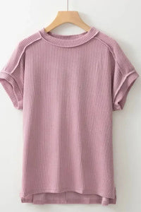 Casual Ribbed Short Sleeve Round Neck T-Shirt - Update AvenueT-ShirtsTrendsi100100902981904100100902981904dec6078b - b80b - 4eee - ba4d - 1436f5e04b3e - Max - OriginPink Purple