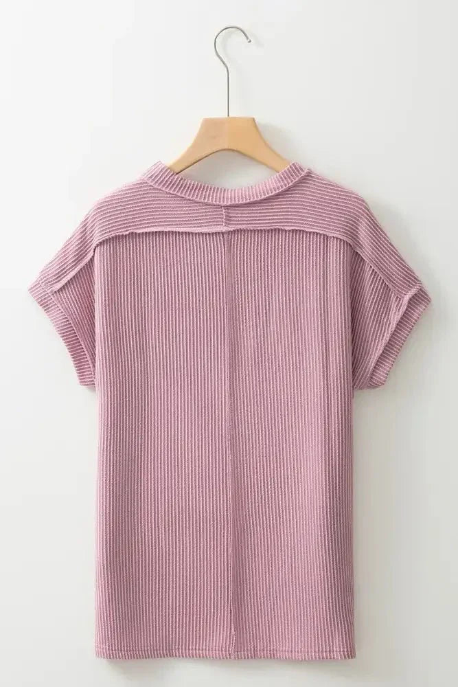 Casual Ribbed Short Sleeve Round Neck T-Shirt - Update AvenueT-ShirtsTrendsi100100902981904100100902981904476dc11f - 2a4d - 4b31 - a83e - de7732b20bf0 - Max - OriginPink Purple