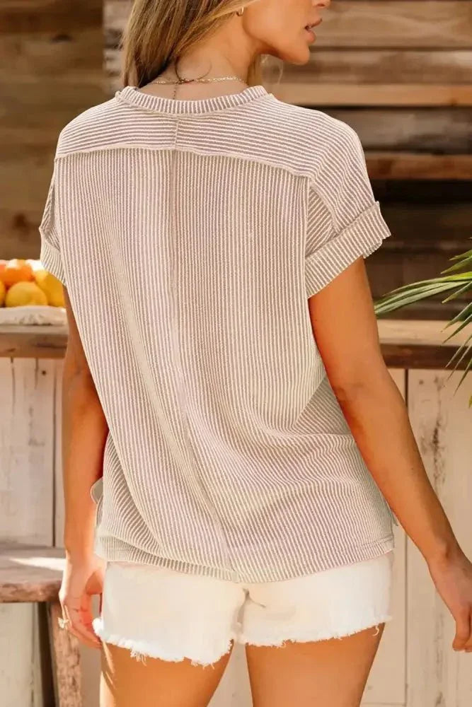 Casual Ribbed Short Sleeve Round Neck T-Shirt - Update AvenueT-ShirtsTrendsi100100902986321100100902986321807afae0 - a6ad - 4dcd - bad3 - 6906e105fbf2 - Max - OriginBeige