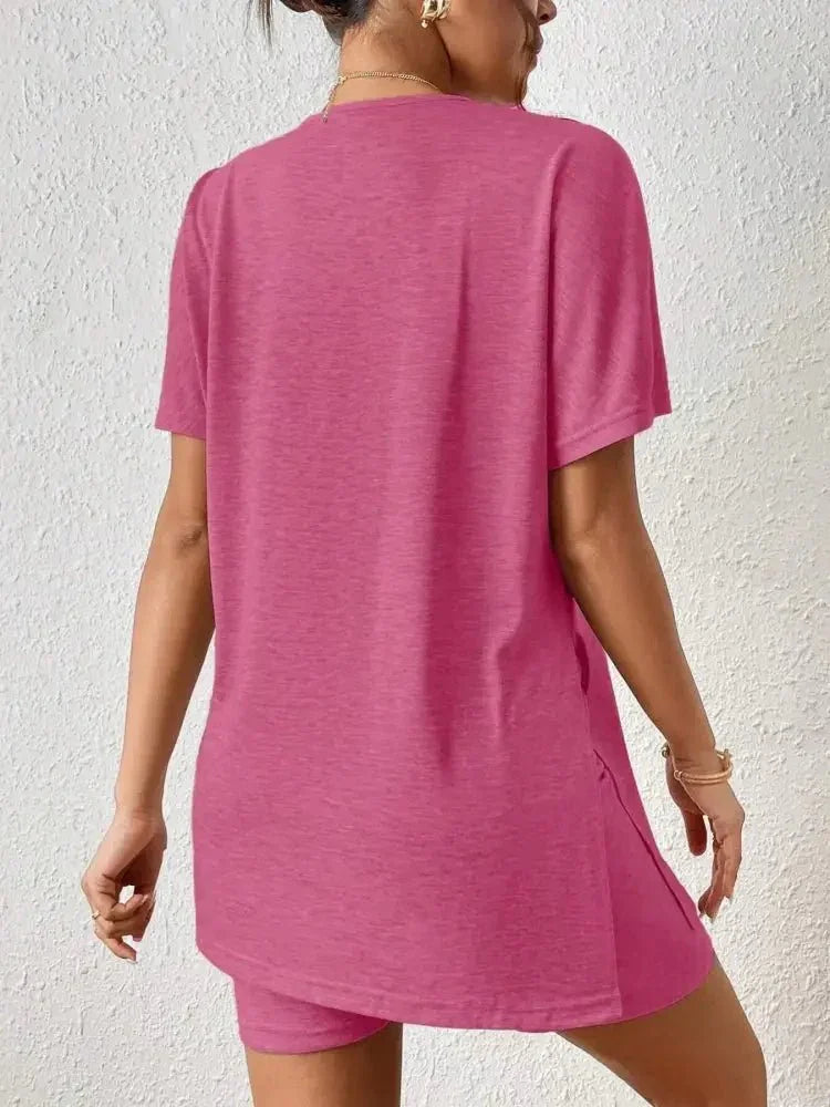 Casual Round Neck T-Shirt and Shorts Set - Update AvenueDaily EssentialsTrendsi100100299772601100100299772601c2d11e9eb2bd4e09a62cf2be25117405 - Max - OriginDeep Rose