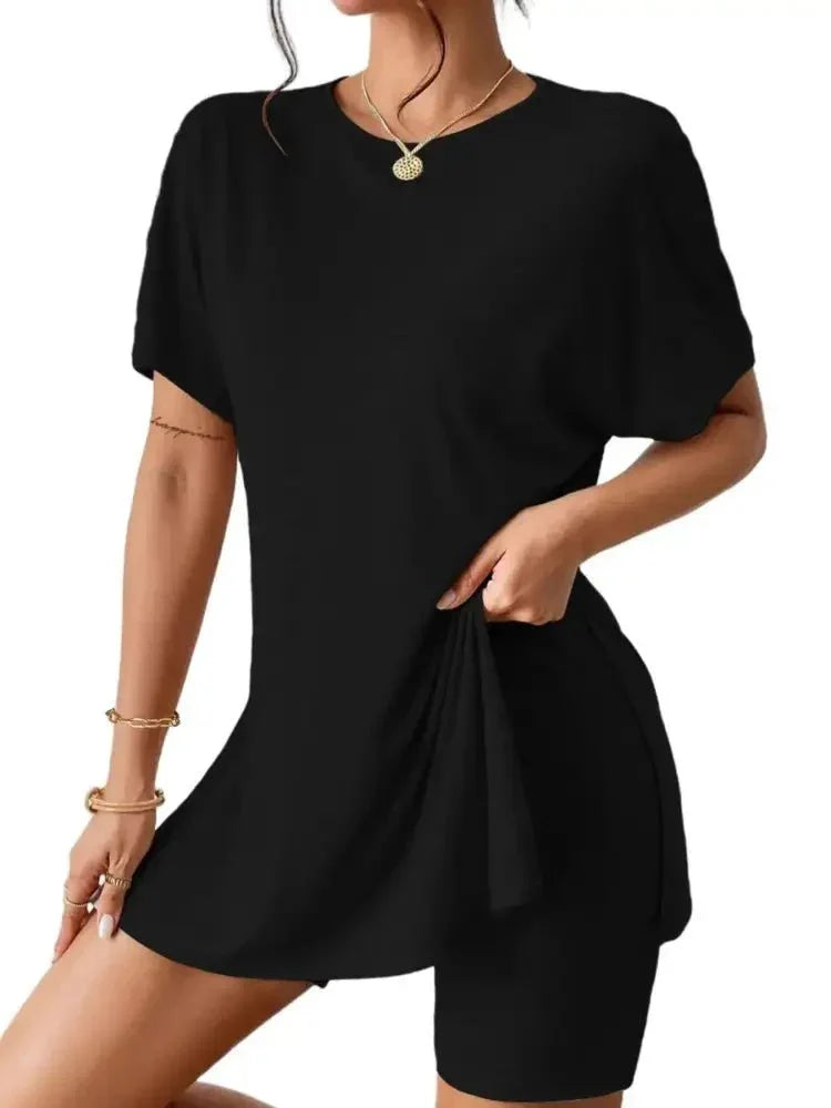 Casual Round Neck T-Shirt and Shorts Set - Update AvenueDaily EssentialsTrendsi1001002997735811001002997735818d190a41 - 431f - 419d - bff2 - dac58b397fe1 - Max - OriginBlack