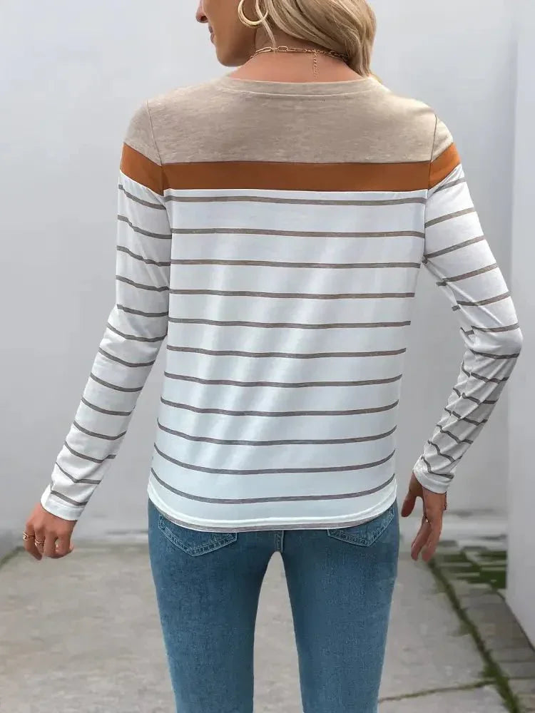 Casual Striped Long Sleeve Color Block T-Shirt - Update AvenueT-ShirtsTrendsi100100049284631100100049284631a023e4c97f314ceead1d3d08c18f8e15 - Max - OriginKhaki