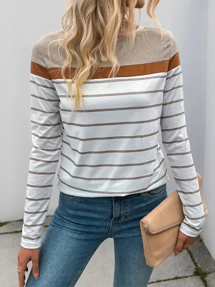 Casual Striped Long Sleeve Color Block T-Shirt - Update AvenueT-ShirtsTrendsi100100049284631100100049284631300c1ffdc64e4fed8adaedeaa395ce97 - Max - OriginKhaki
