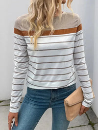 Casual Striped Long Sleeve Color Block T-Shirt - Update AvenueT-ShirtsTrendsi100100049284631100100049284631300c1ffdc64e4fed8adaedeaa395ce97 - Max - OriginKhaki