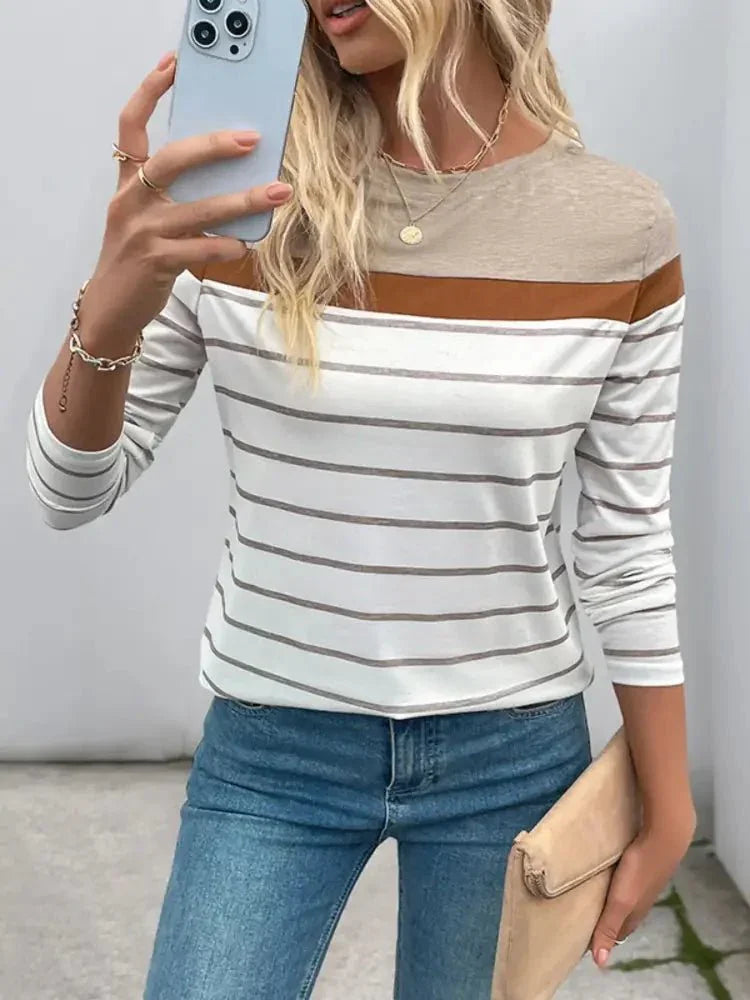 Casual Striped Long Sleeve Color Block T-Shirt - Update AvenueT-ShirtsTrendsi100100049284631100100049284631aa412ad4b2314361b1eb833d086a3ed3 - Max - OriginKhaki
