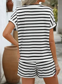 Casual Striped Short Sleeve Top and Shorts Two - Piece Set - Update AvenueDaily EssentialsTrendsi10010079671710910010079671710945c0111b21304eb985b9682170040415 - Max - OriginStripe