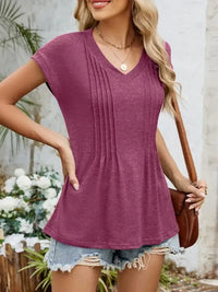 Casual V - Neck Pleated Front T-Shirt - Update AvenueT-ShirtsTrendsi100100855721183100100855721183c59b3f94 - 2840 - 4816 - 8d34 - f28dee2762fb - Max - OriginDeep Purple