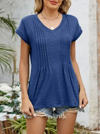 Casual V - Neck Pleated Front T-Shirt - Update AvenueT-ShirtsTrendsi1001008557216551001008557216555dedc798 - 9f7c - 4ee0 - 83f4 - be8d562c0d8d - Max - OriginDark Blue
