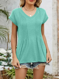 Casual V - Neck Pleated Front T-Shirt - Update AvenueT-ShirtsTrendsi100100855721695100100855721695f4878378 - 37fe - 4409 - bcfd - d015878c3404 - Max - OriginTurquoise