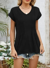 Casual V - Neck Pleated Front T-Shirt - Update AvenueT-ShirtsTrendsi1001008557221931001008557221936f7f0ca5 - 694c - 45d6 - 945e - 76749400f34a - Max - OriginBlack