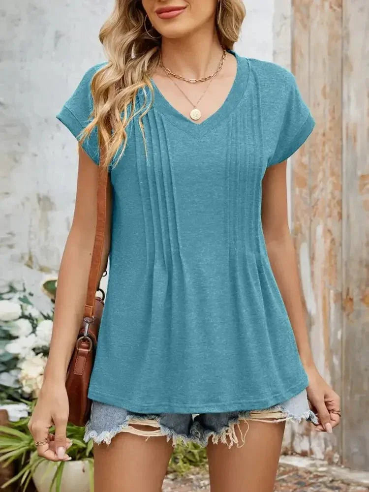 Casual V - Neck Pleated Front T-Shirt - Update AvenueT-ShirtsTrendsi100100855722623100100855722623954a0089 - 07c6 - 4a5e - bb16 - 4683fbb637eb - Max - OriginTeal
