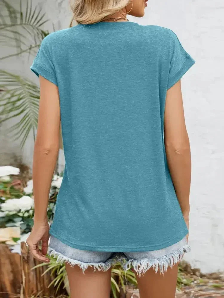 Casual V - Neck Pleated Front T-Shirt - Update AvenueT-ShirtsTrendsi100100855722623100100855722623bffde285 - bff2 - 471c - bf07 - 57b5c941f072 - Max - OriginTeal