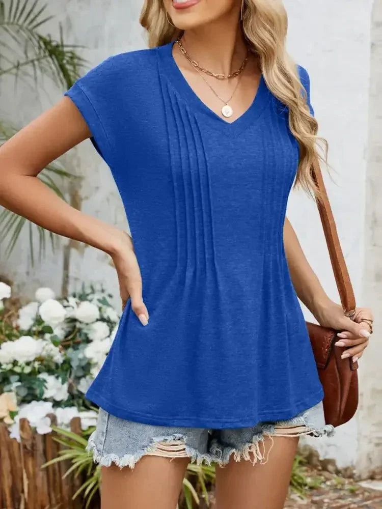 Casual V - Neck Pleated Front T-Shirt - Update AvenueT-ShirtsTrendsi100100855723104100100855723104fa44a512 - 6683 - 4c49 - bd44 - 6f88de8e6852 - Max - OriginRoyal Blue