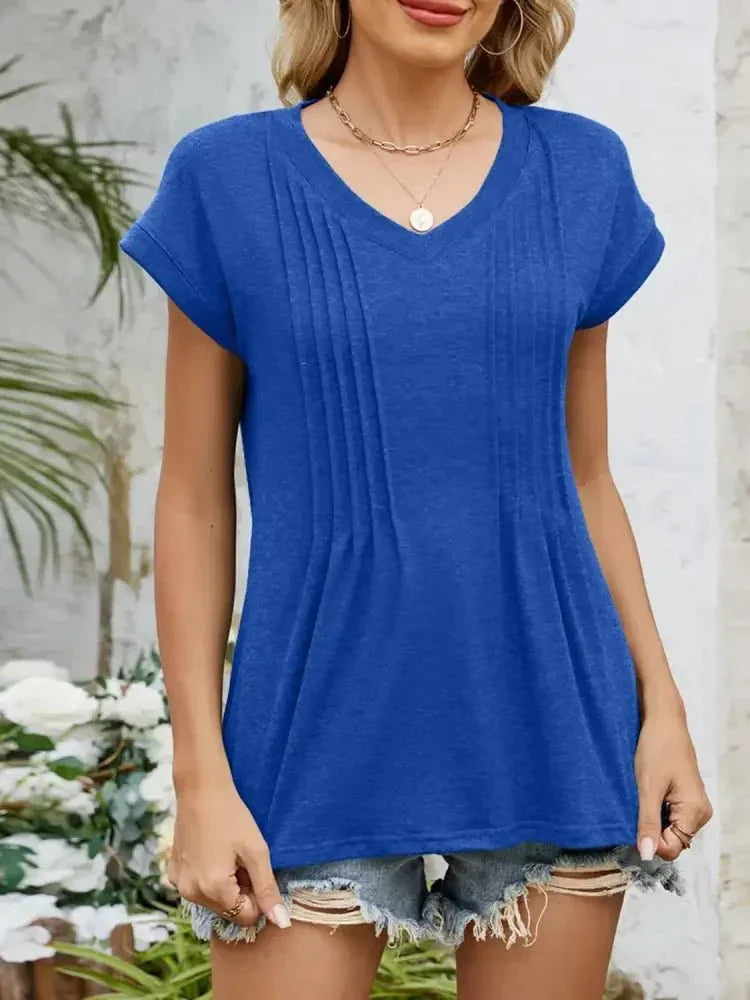 Casual V - Neck Pleated Front T-Shirt - Update AvenueT-ShirtsTrendsi100100855723104100100855723104eb84983a - bfa4 - 4f8a - 881c - 349f5159f7ba - Max - OriginRoyal Blue