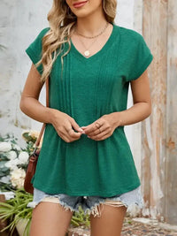 Casual V - Neck Pleated Front T-Shirt - Update AvenueT-ShirtsTrendsi1001008557268591001008557268592544d8ef - 742d - 4574 - afb4 - 53158071a695 - Max - OriginDark Green