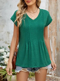 Casual V - Neck Pleated Front T-Shirt - Update AvenueT-ShirtsTrendsi100100855726859100100855726859f23af228 - 7bd4 - 4b6f - 8a87 - e2f0cc5f8c33 - Max - OriginDark Green