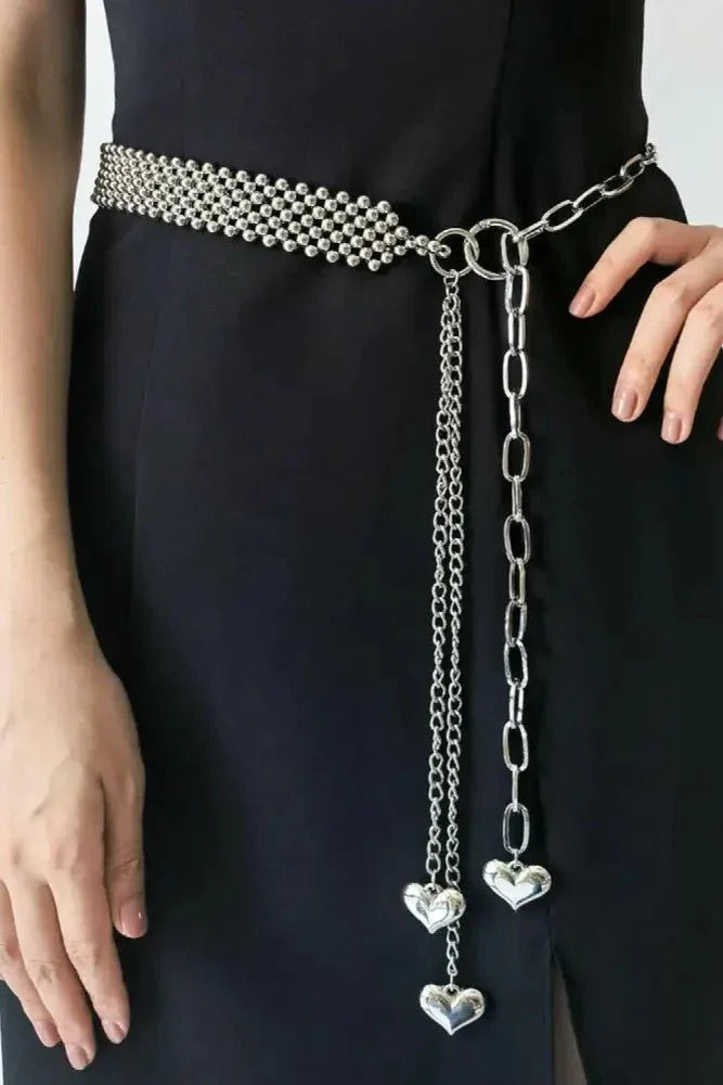 CCB Bead Heart Charm Belt - Update AvenueTrendsi101300770038370101300770038370CCB Bead Heart Charm BeltSilver