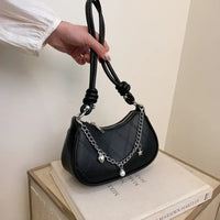 Chain Detail Crescent Shoulder Bag